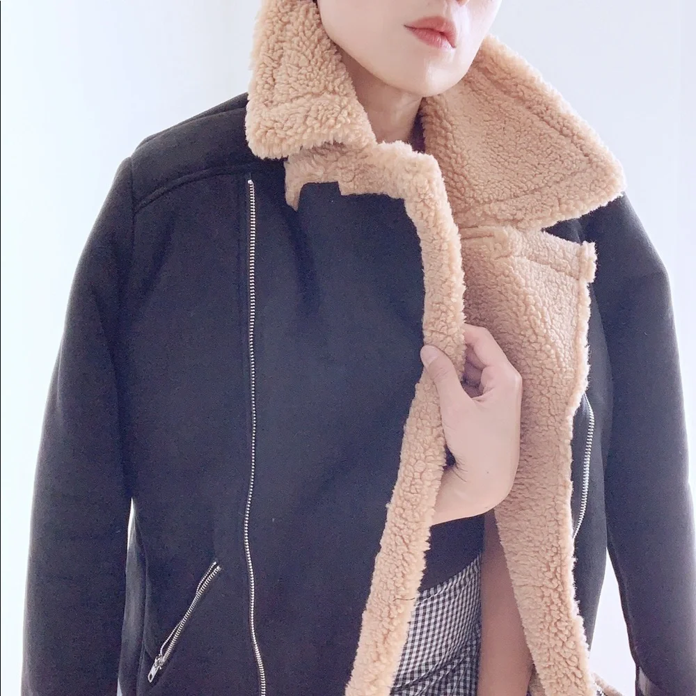 FAUX FUR MOTO JACKET - Picture 7 of 11